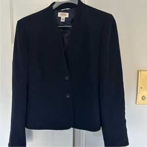 Talbots Navy micro pleated 100% silk Women's Blazer.  Size 14.
